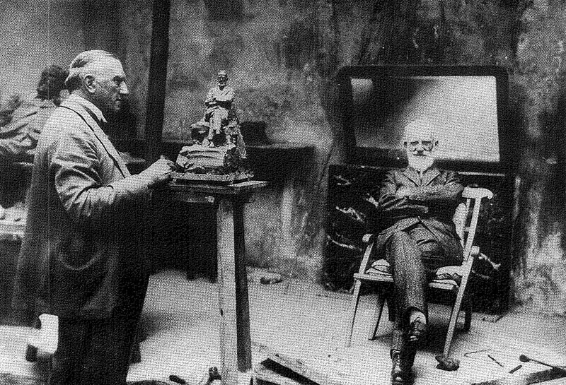 Paul Troubetzkoy con G.B. Shaw nel suo studio sul lago Maggiore.